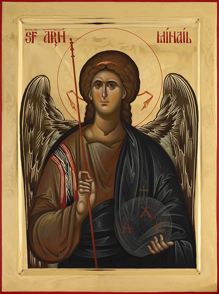 Wooden Byzantine Orthodox Christian Icon Archangel Michael (4.5" x 6.5")