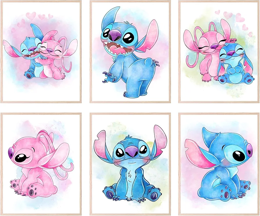 BigWig Prints Lilo and Stitch Poster - Stitch Room Decor, Stitch Bedroom Decor, Stitch Wall Decor, Stitch Room Decor for Girls Bedroom, Stitch Decor for Nursery, Stich Decor - 6 Pack (8x10) Unframed