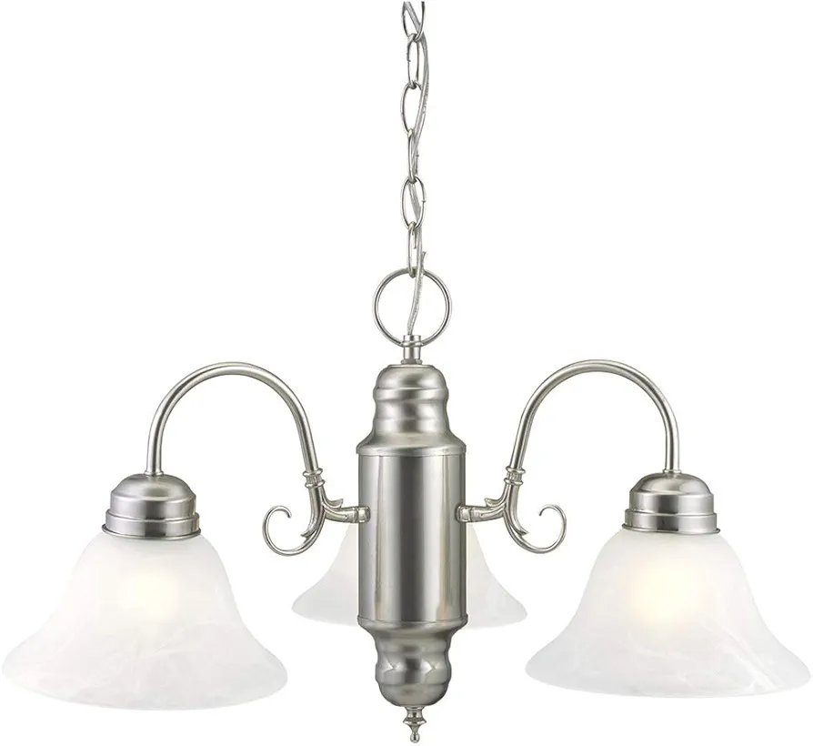 Design House 511543 Millbridge Traditional 3-Light Indoor Dimmable Chandelier with Alabaster Glass Shades for Entryway Foyer Dining Room, Satin Nickel