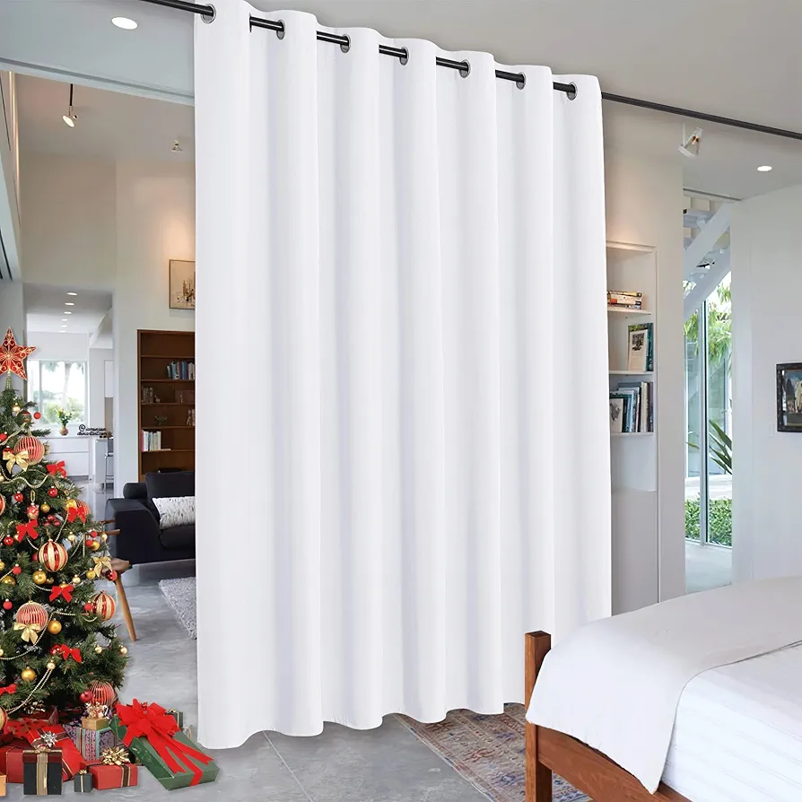 RYB HOME Extra Long Curtains Light Block Soundproof Privacy Blinds for Home Theater Office Backdrop Dining Living Room Patio Door Large Window Ceiling to Floor Drapes, W 8.3 x T 12 ft, Pure White