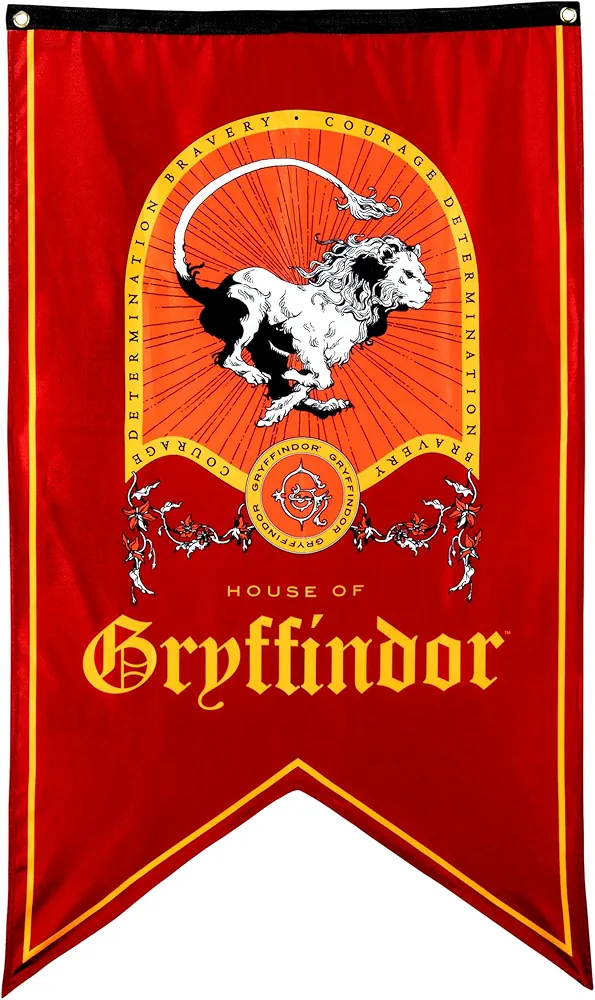 Conquest Journals Harry Potter Gryffindor Crest Banner, 30'' x 50'' Extra Large Flag, 300D Oxford Cloth, Banners for Birthday Parties, Party Supplies, Dorm Decorations, Wall Decor, Officially Licensed Wizarding World Merchandise