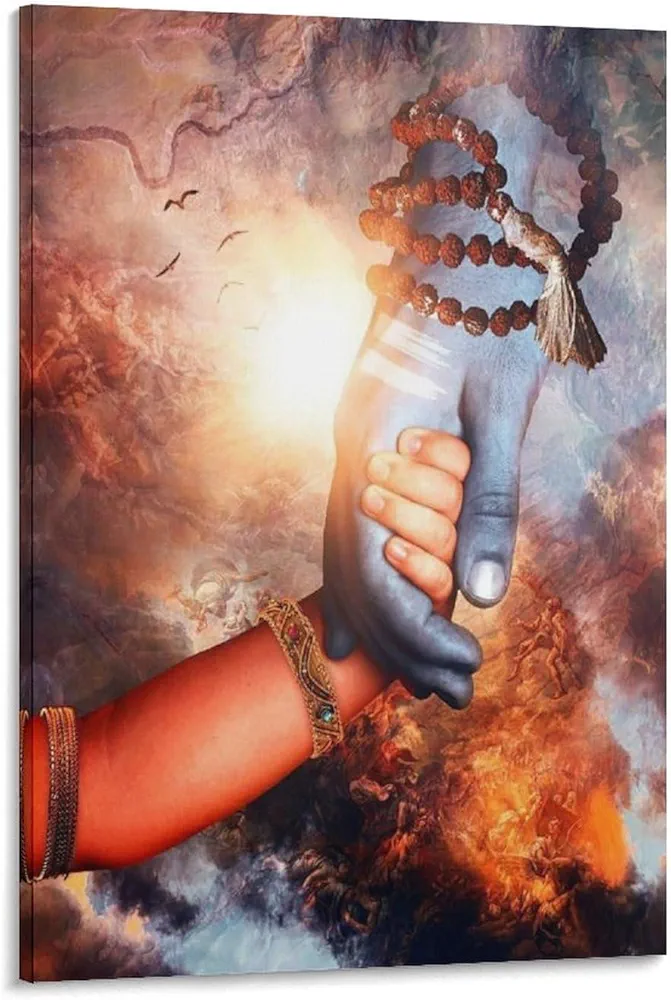 THAELY Lord Shiva Statue Poster Lord Shiva Holding Hand Art Poster Modern Print Print Painting Canvas Wall Canvas Painting Wall Art Poster for Bedroom Living Room Decor 20x30inch(50x75cm) Frame-style