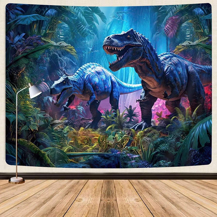 GOAOK Dinosaur Tapestry for Boys Room Decor, Wild Anicient Animals Wall Tapestry, Nature Forest Fairytales Dinosaur Tapestry Wall Hanging Inches for Bedroom Living Room Dorm Room，60"X40"