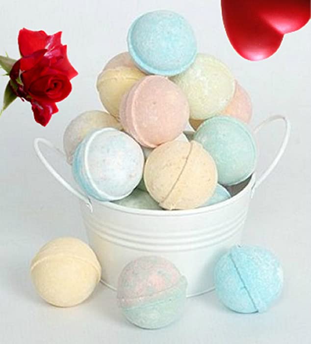 SPLENDEUR Bucket O' 12 LUSCIOUS Bath Bomb Fizzes/ Wrapped 2" Diameter/ Pamper You or Gift (Birthdays,Spa) USA Handmade|Skin Moisturizer|Organic|NATURAL SHEA Butter|Coconut Oil/FREE Essential Oil Book!