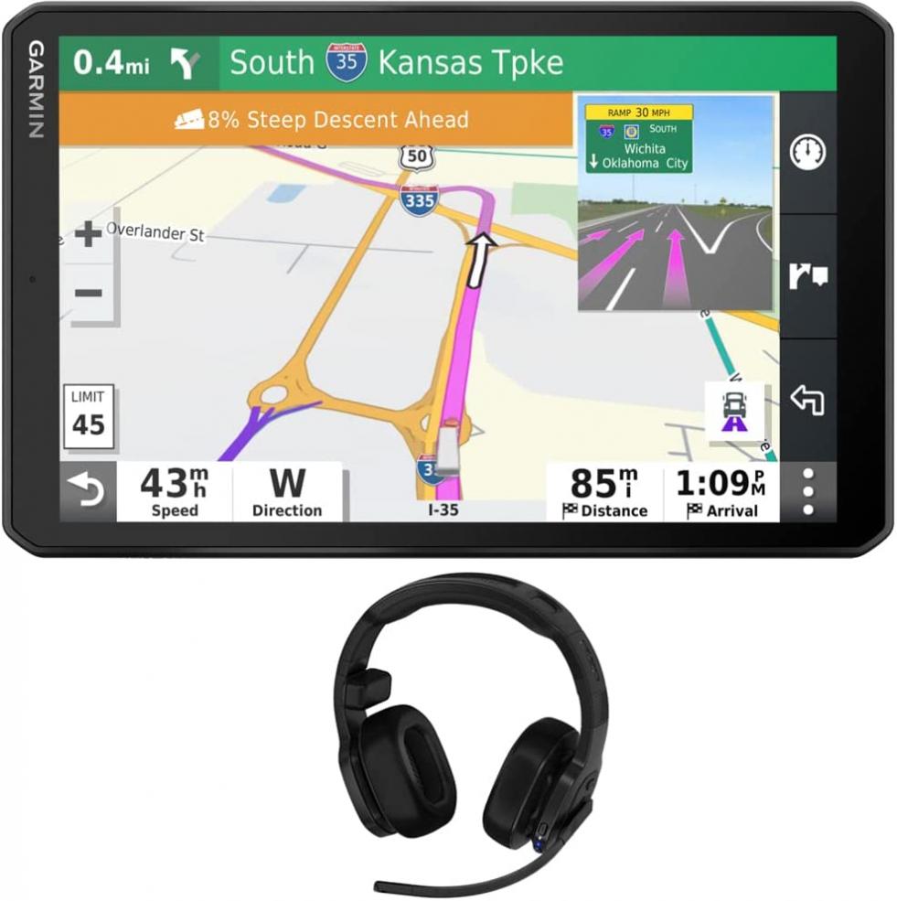 Garmin 010-02314-00 dezl OTR800 8 inch GPS Truck Navigator Bundle with Garmin dezl 200 Wireless Driving/Trucking Headset