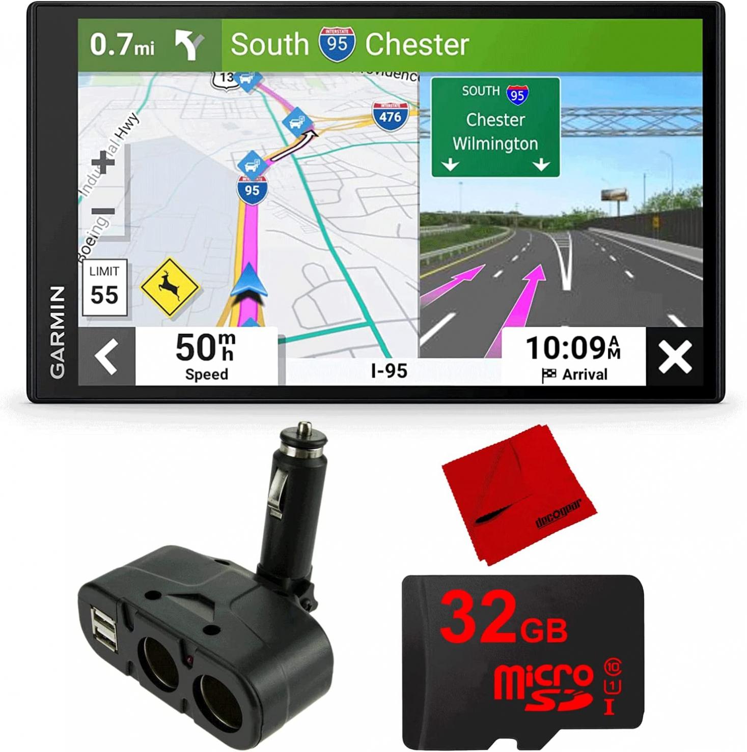 Garmin DriveSmart 86 8" Car GPS Navigator (010-02471-00) Bundle with USB Car Charger