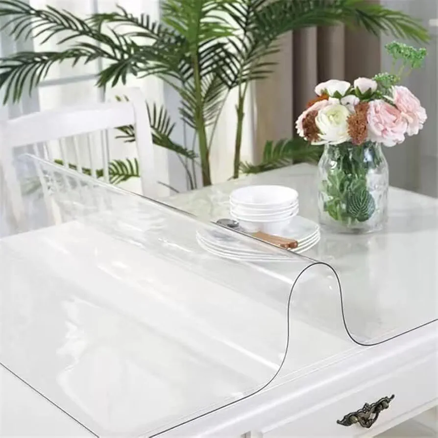 Clear Table Cover Protector 1.5mm Thick, 38 x 72 Inch Plastic Table Cover Protector, PVC Table Protector for Dining Room Table, Dining Table Cover, Table Pads for Wood, Kitchen Table