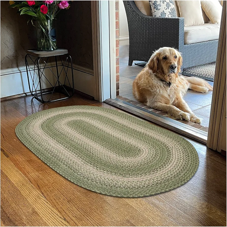 Homespice Grassland Country Kitchen Mat 16x24 Oval Green Kitchen Mat - Enhancing Your Country Style Decor