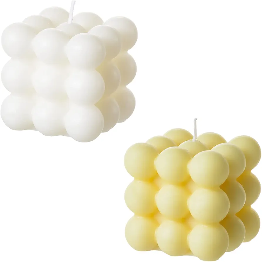 Bubble Candle - Room Decor Soy Candles, Aesthetic Scented Candle, Gift Idea (White+Yellow)