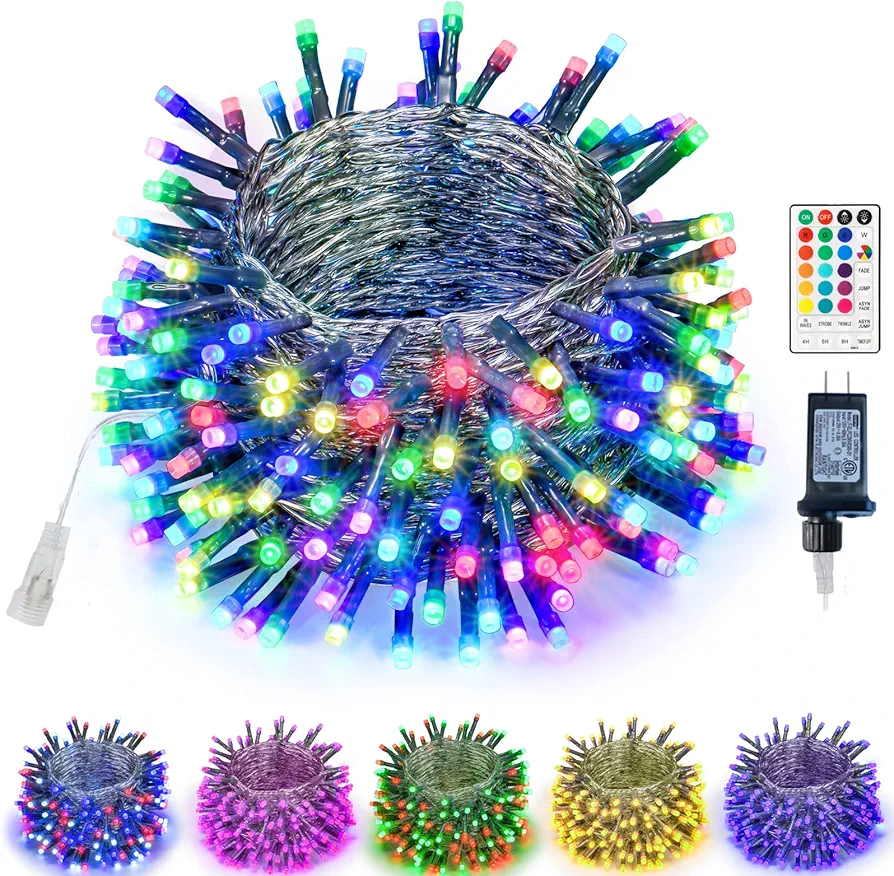 Obrecis Color Changing String Lights, 200 LED Colorful Christmas Lights Multicolor Plug in Waterproof Twinkle Tree Lights Connectable for Indoor Outdoor Room Party Wedding Xmas Decor-66ft(RGB)