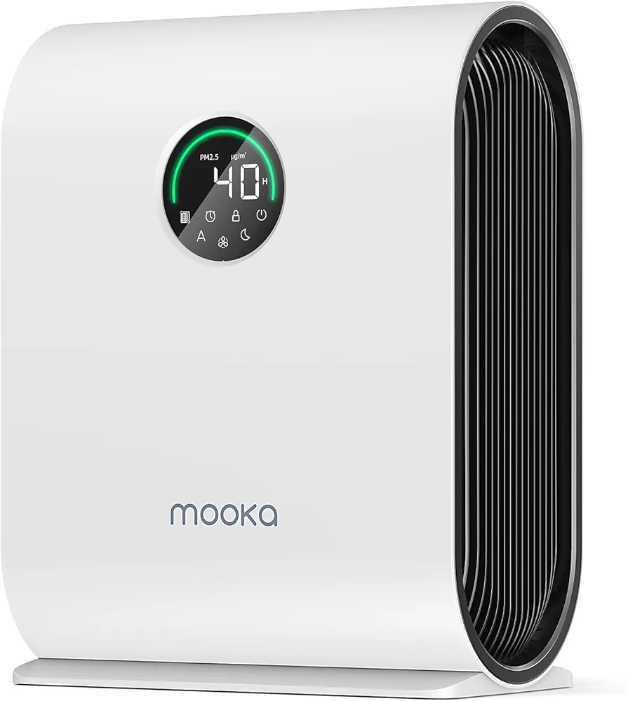 Air Purifier for Home Large Room Up to 2500 ft² with PM 2.5 Display Air Quality Sensors, MOOKA H13 HEPA Smart Large Air Purifier for Pets Dust Odor Smoke, Auto Mode, 15dB Sleep Mode for Bedroom, KJ217