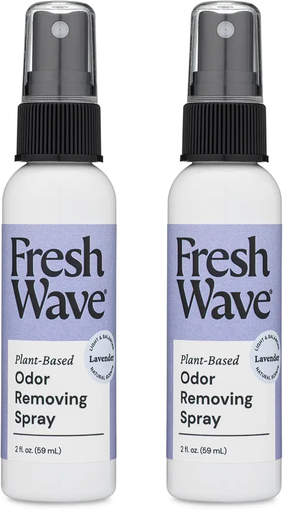 Fresh Wave Lavender Odor Eliminator Spray & Air Freshener, 2 oz. | Pack of 2 | Travel Size | Odor Absorbers for On-the-Go | Safer Odor Relief | Natural Plant-Based | For Hotels, Gyms, Cars & Bathrooms