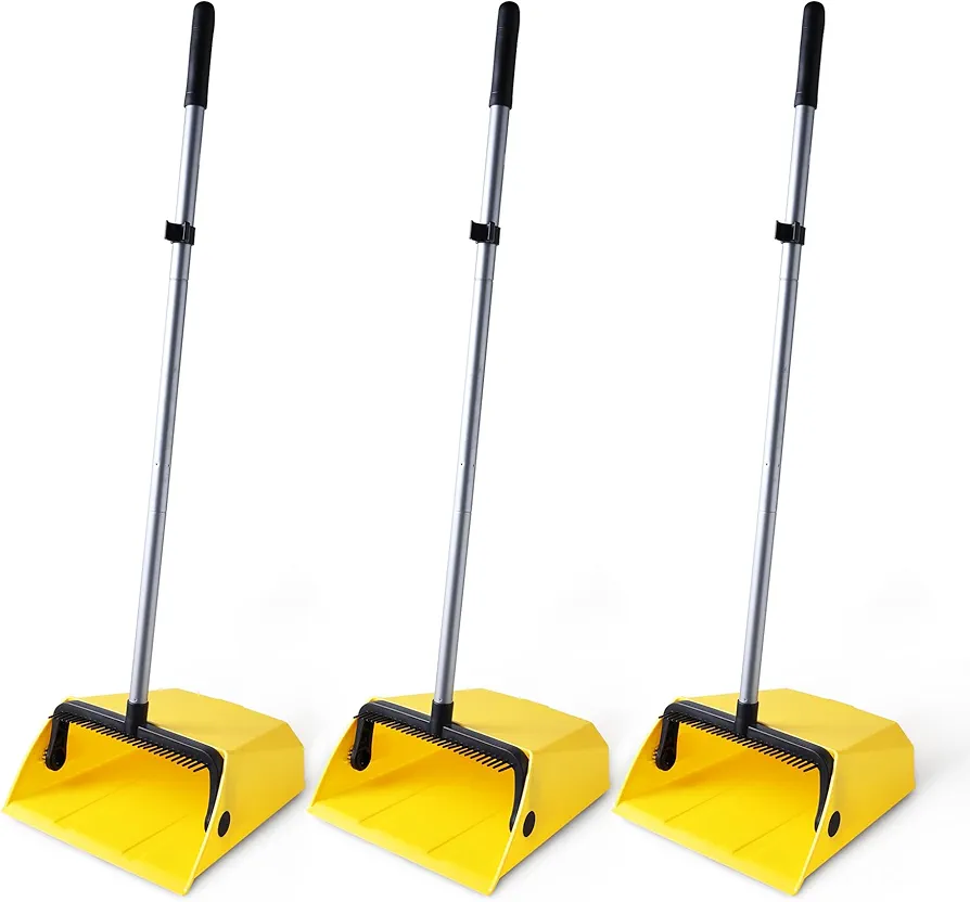 Yocada Commercial Dustpan with Comb Outdoor Indoor Perfect for Courtyard Garage Lobby Mall Market Floor Home Kitchen Room Office Pet Hair Rubbish 3PCS