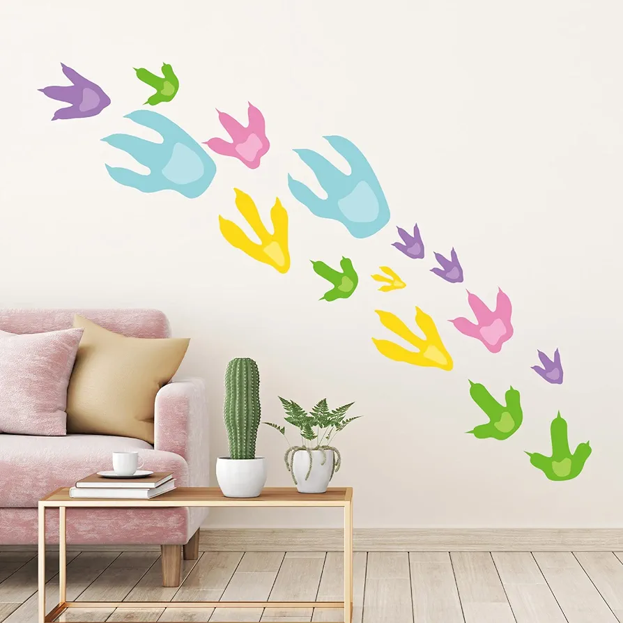 48 Pcs Dinosaur Wall Decals Dinosaur Footprint Stickers for Floor Removable Dinosaur Decor for Bedroom Bathroom Dinosaur Feet Room Decor for Kid Nursery Birthday Party