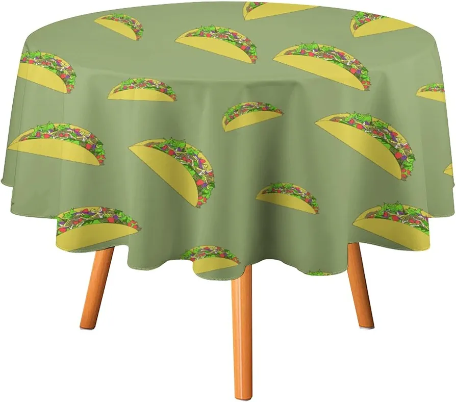 Taco Round Tablecloth Washable Table Cloth Polyester Table Cover for Dining Room Party Picnic 36x36in