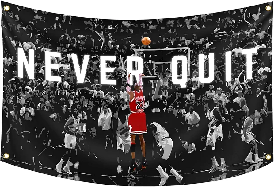 XibanY NEVER QUIT Basketball Tapestry 3X5 Feet College Dorm Room Man Wall For Room Guys Tapestry College Dorm Bedroom Wall Man Cave Frat(NC-002)