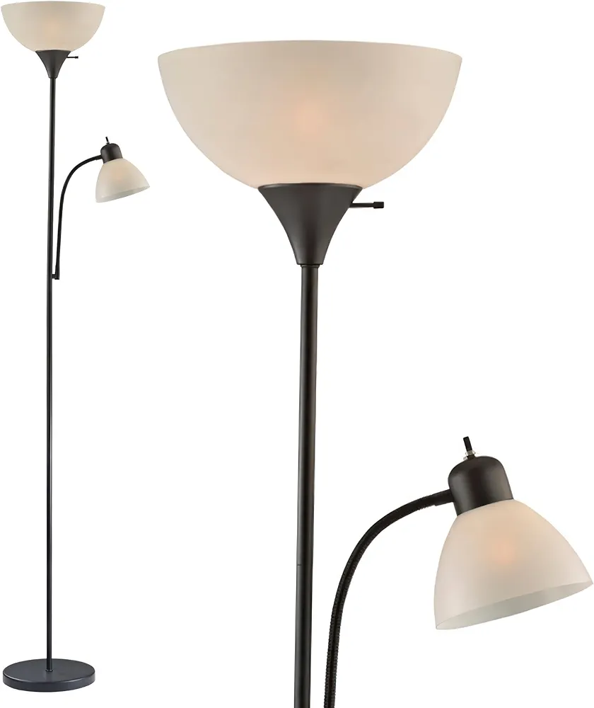 LIGHTACCENTS Adjustable Black Floor Lamp, 72'', Reading Light, Modern Style, Tall Lamp for Living Room, Bedroom, Office