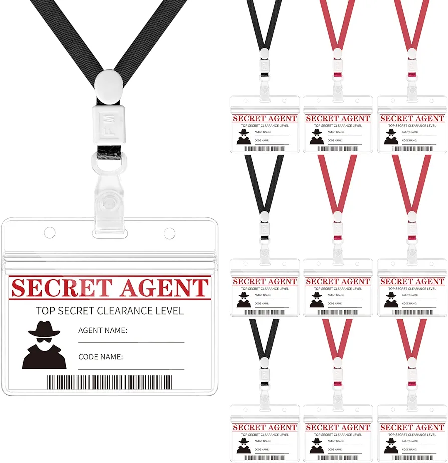 10 pieces Secret Agent Name Tags Spy Decorations Secret Agent badge Top Secret party favor For Kids Teacher Classroom Halloween Caution Party