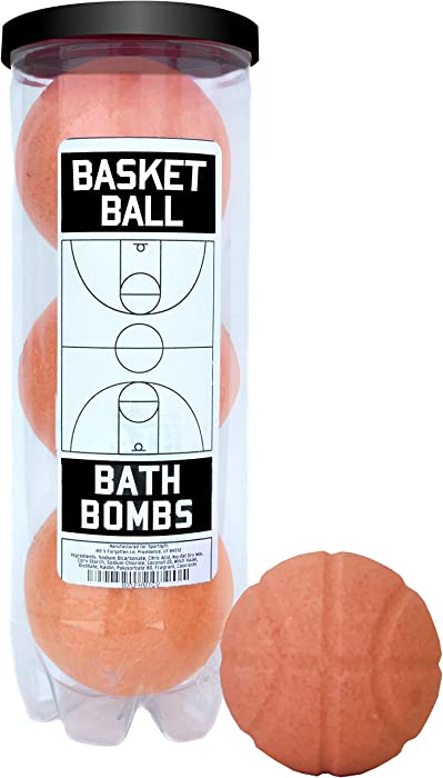 Basketball Bath Bombs - 3 pack - Luxury Scented Bath Bomb Fizzies - Great Gift for Basketball players, Teammates, Opponents, AAU, Leagues, Birthdays, Men, Boys, Women, Girls