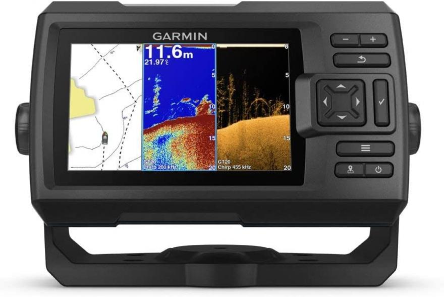 Garmin Striker Plus 5cv with Transducer, 5" GPS Fishfinder with Chirp Traditional and ClearVu Scanning Sonar Transducer and Built in Quickdraw Contours Mapping Software (Renewed)