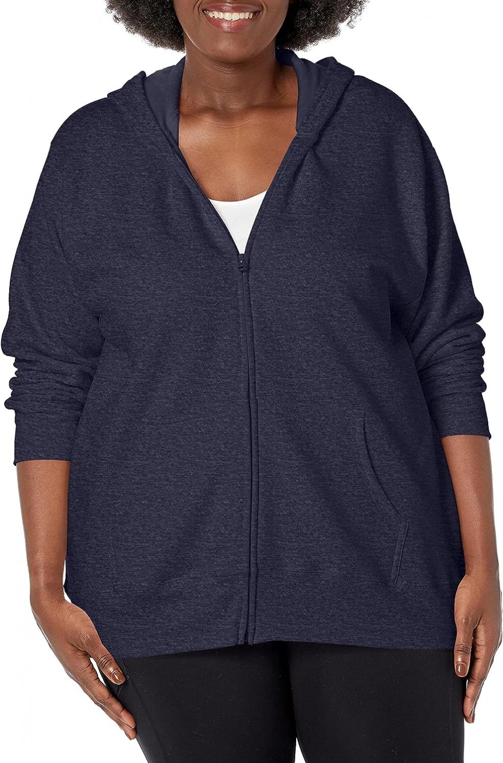 JUST MY SIZE Women's Plus Size Zip-up Fleece Hoodie, EcoSmart Midweight Hooded Sweatshirt