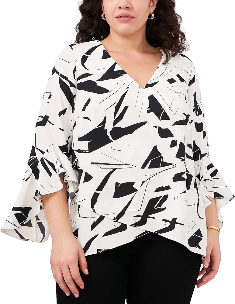 Vince Camuto Plus Size Printed 3/4-Sleeve Tunic