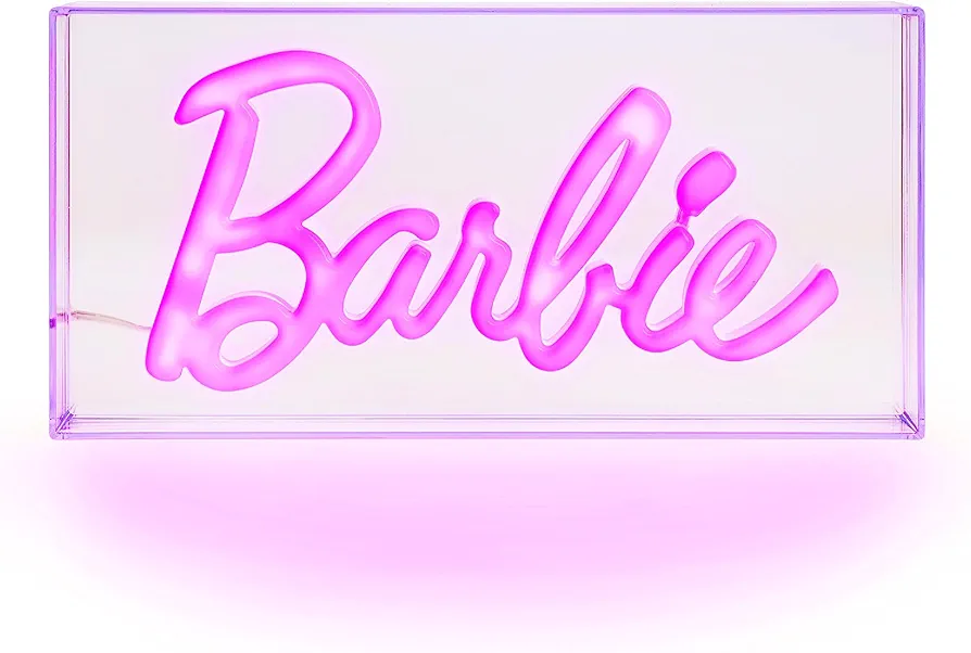 Barbie Logo LED Neon Pink Sign, Officially Licensed Barbie Decorative Plastic Lamp for Children's Room