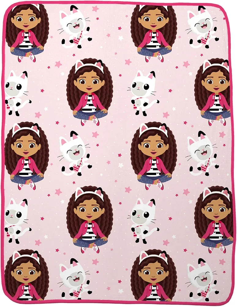 Franco Gabby's Dollhouse Kids Bedding Super Soft Micro Raschel Throw, 46 in x 60 in, (Official Dreamworks Product)