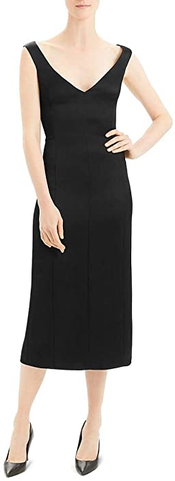 Theory Womens Satin V Neck Cocktail Dress