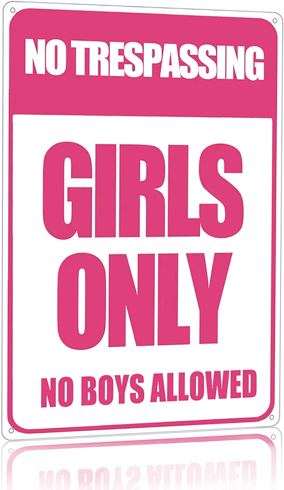 Funny Girls Only Sign No Trespassing No Boys Allowed Tin Sign for Girls Cave Room Bedroom Dorm Wall Decor 8 X 12 Inch (3010)