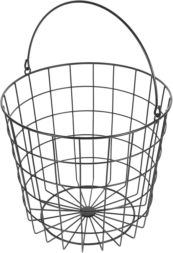 BESTOYARD Round Wire Laundry Basket Large Storage Hamper with Handle Grocery Basket Iron Wire Storage Basket Metal Storage Container for Bathroom Laundry Room Black