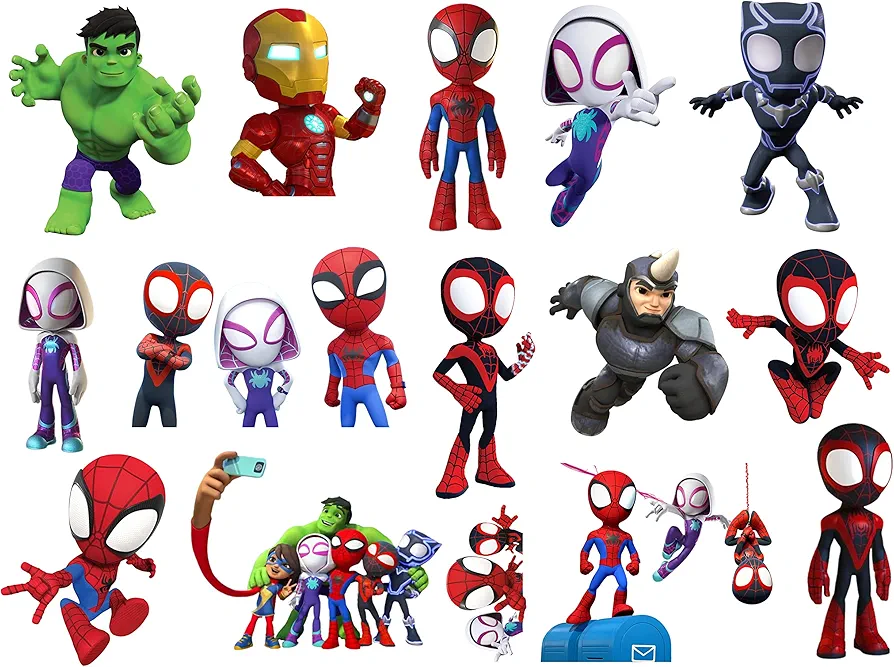 Wall Sticker for Spidey and Amazing Friends,Cartoon Wall Decals Kids Room Bedroom Peel and Stick Wall Decor Art for Party Boys Room Nursery Room