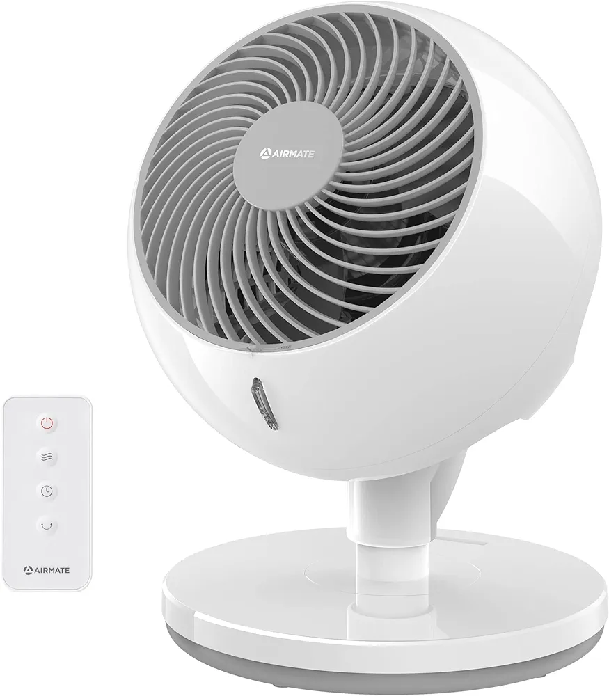 AIRMATE Oscillating Fan Air Circulator Table Fans, 12in Silent Cooling Fans, Personal Portable Table Fan with 10 Speeds for Home, Office, Bedroom, Dorm [White]