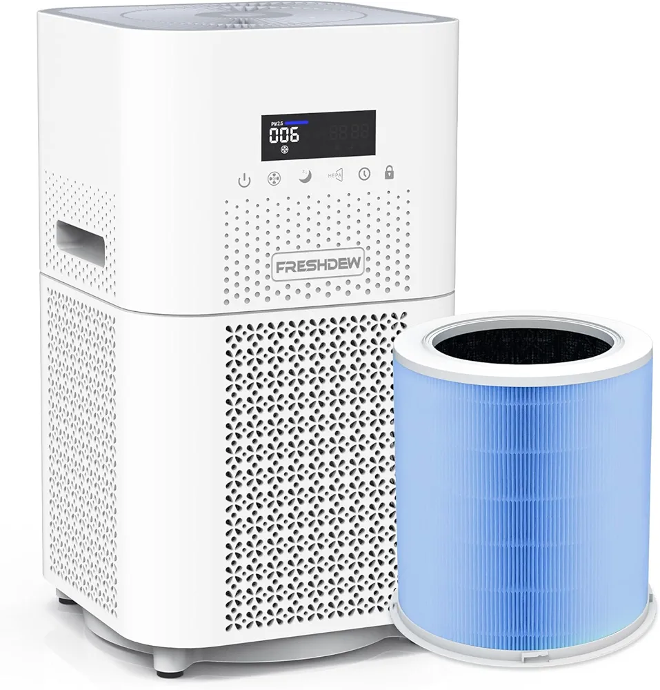 Air Purifier for Home Large Room,FRESHDEW Air Purifiers H13 True HEPA Filter up to 1830 Ft², Air Purifier for Bedroom with PM 2.5 Display for Pet Odor, Dust, Smoke, Wildfire