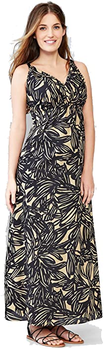 GAP Print Maxi Maternity Dress Color Neutral Banana Print