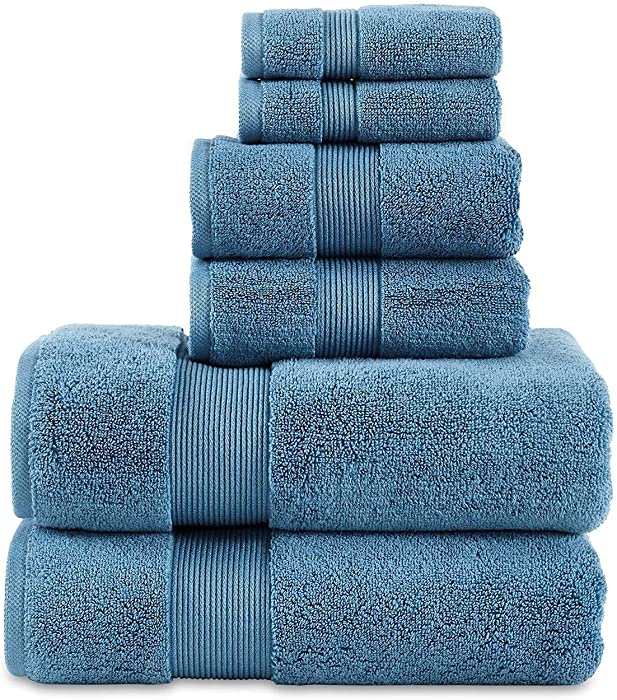 703 GSM 6 Piece Towels Set, 100% Cotton, Zero Twist, Premium Hotel & Spa Quality, Highly Absorbent, 2 Bath Towels 30” x 54”, 2 Hand Towel 16” x 28” and 2 Wash Cloth 12” x 12”. Teal Color