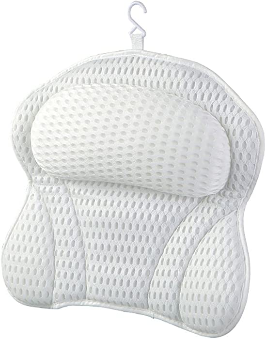 KAISEL Non-Slip Spa Back 4D Air Mesh Shoulder Holder with Suction Cups Neck Support Bathtub Cushion Bath Pillow Bathtub Accersories Head Rest