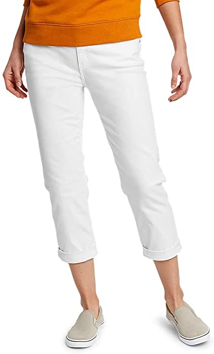 Eddie Bauer Women's Boyfriend Denim Crop Jeans, White, 12