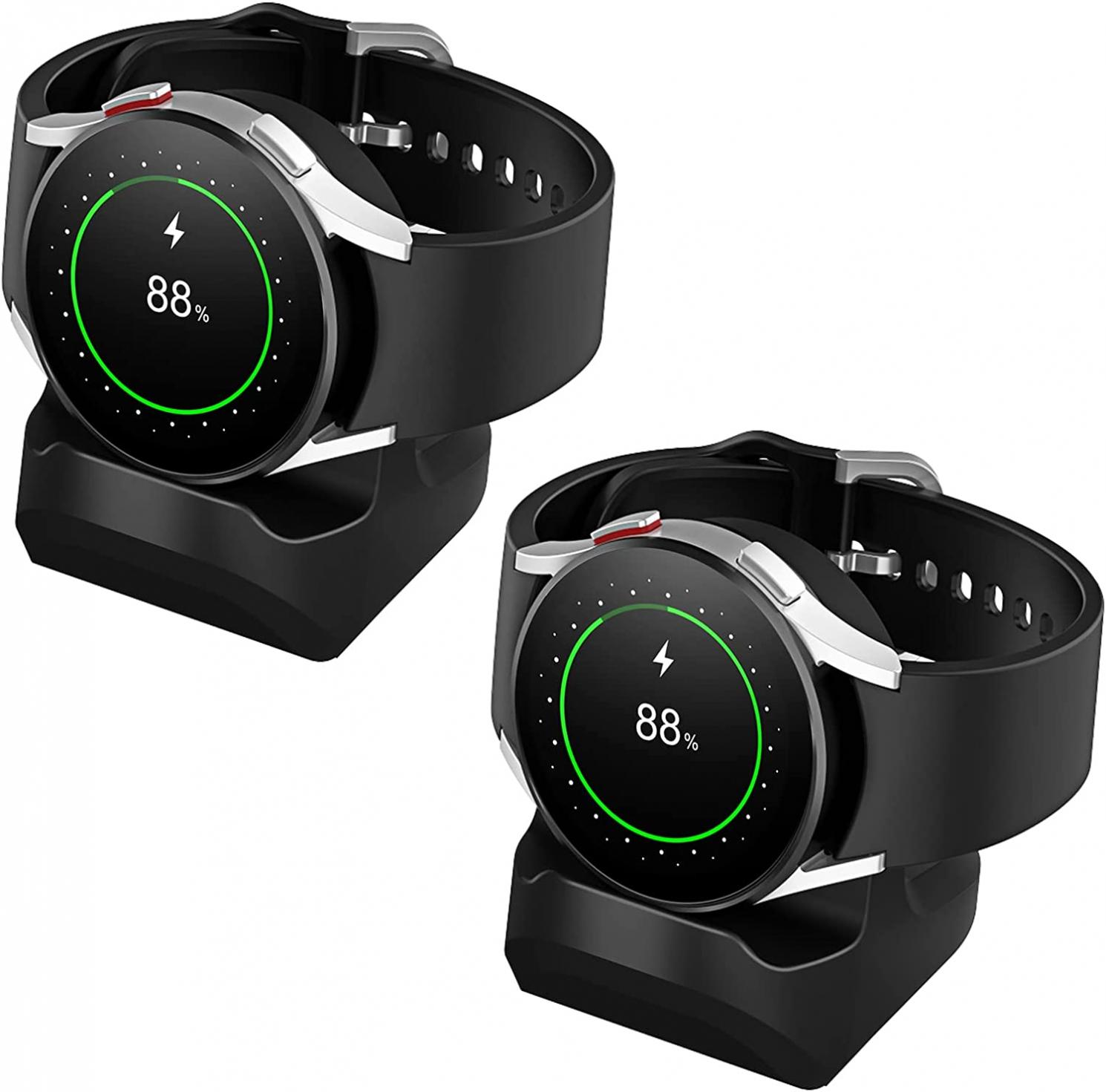 2 Pack Stand for Samsung Galaxy Watch 4/Galaxy Watch 4 Classic/Galaxy Watch 3/Galaxy Active 2/Galaxy Watch Active, Non-Slip Silicone Charger Holder Bracket with Integrated Cable Management Slot