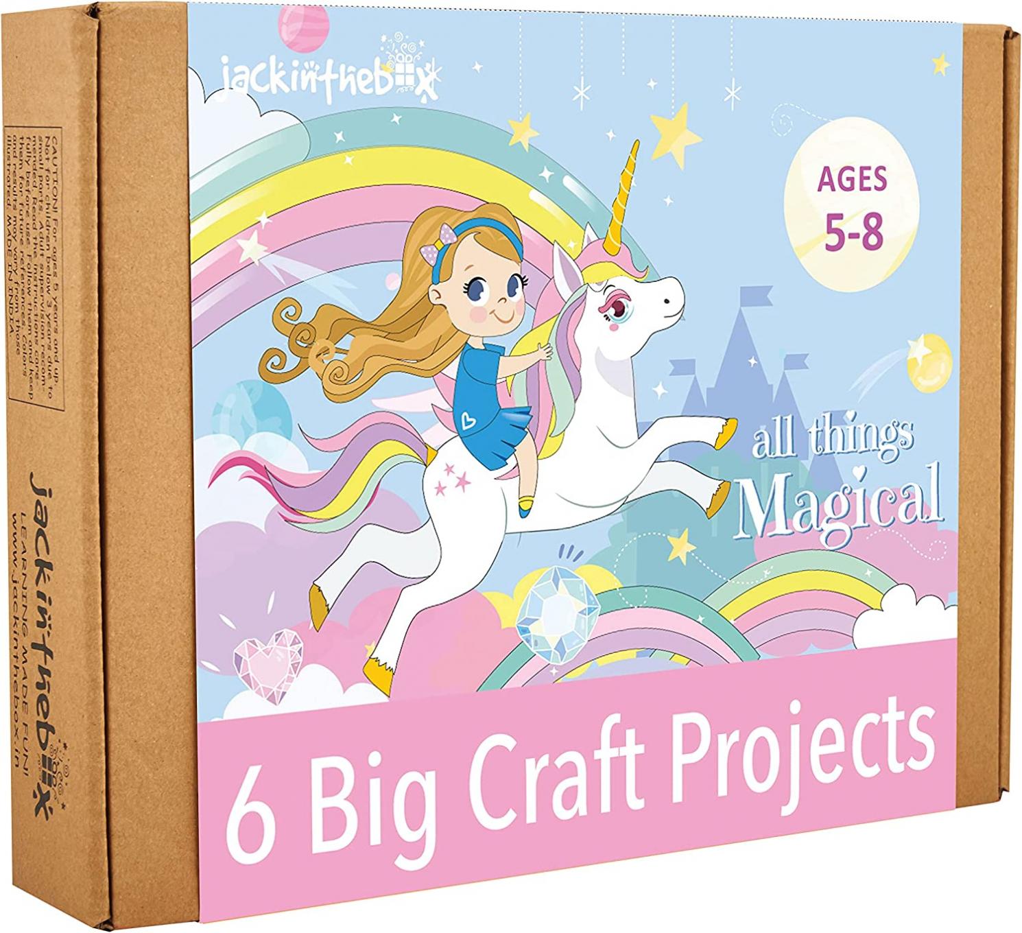 jackinthebox Unicorn Crafts for Kids Ages 4-8, 6-in-1 Unicorn Gifts for Girls, Unicorn Craft Kit, Unicorn Toys, Unicorn Arts and Crafts for Girls Aged 4 5 6 7 8 Years