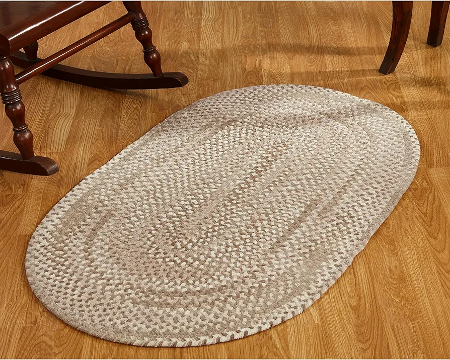 Better Trends Ombre Braided Area Rug, 27" x 45" Oval, Reversible and Durable, 100% Soft Cotton Chenille, Ideal for Kitchen, Living Room, Bedroom, Ergonomic Comfort Standing Braided Mat - Beige