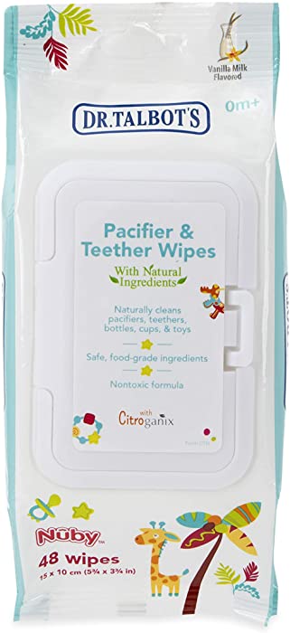 Dr. Talbot's Pacifier and Teether Wipes Naturally Inspired with Citroganix, Vanilla Milk, 1 Pack