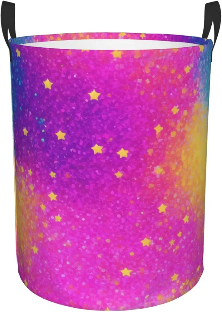 Colorful Starlight Print Laundry Hamper Basket With Handles Storage Basket For Living Room Bedroom Bathroom Laundry Room