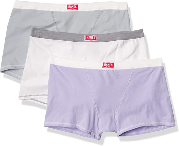 Hanes Ultimate Women's Comfort Flex Stretch Boyfriend Vintage Boxer Brief 3-Pack