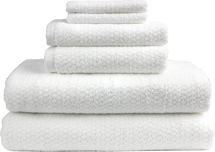 Everplush Diamond Jacquard Bath Sheet Towel Set, 6 Piece, White