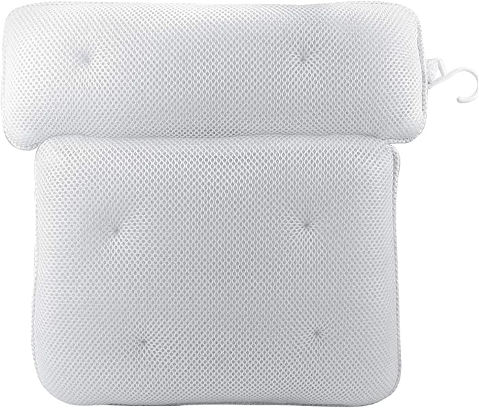 Owlike Spa Bathtub Pillow Set 3D Air Mesh Neck Head Support Pillow with 6 Suction Cups Universal Fit Quick Dry