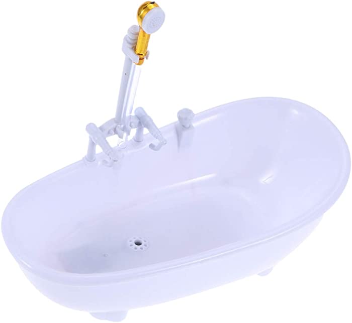 Toyvian Electric Water Spraying Bathtub Swimming Pool with Sprayer Without Battery for Doll (White)