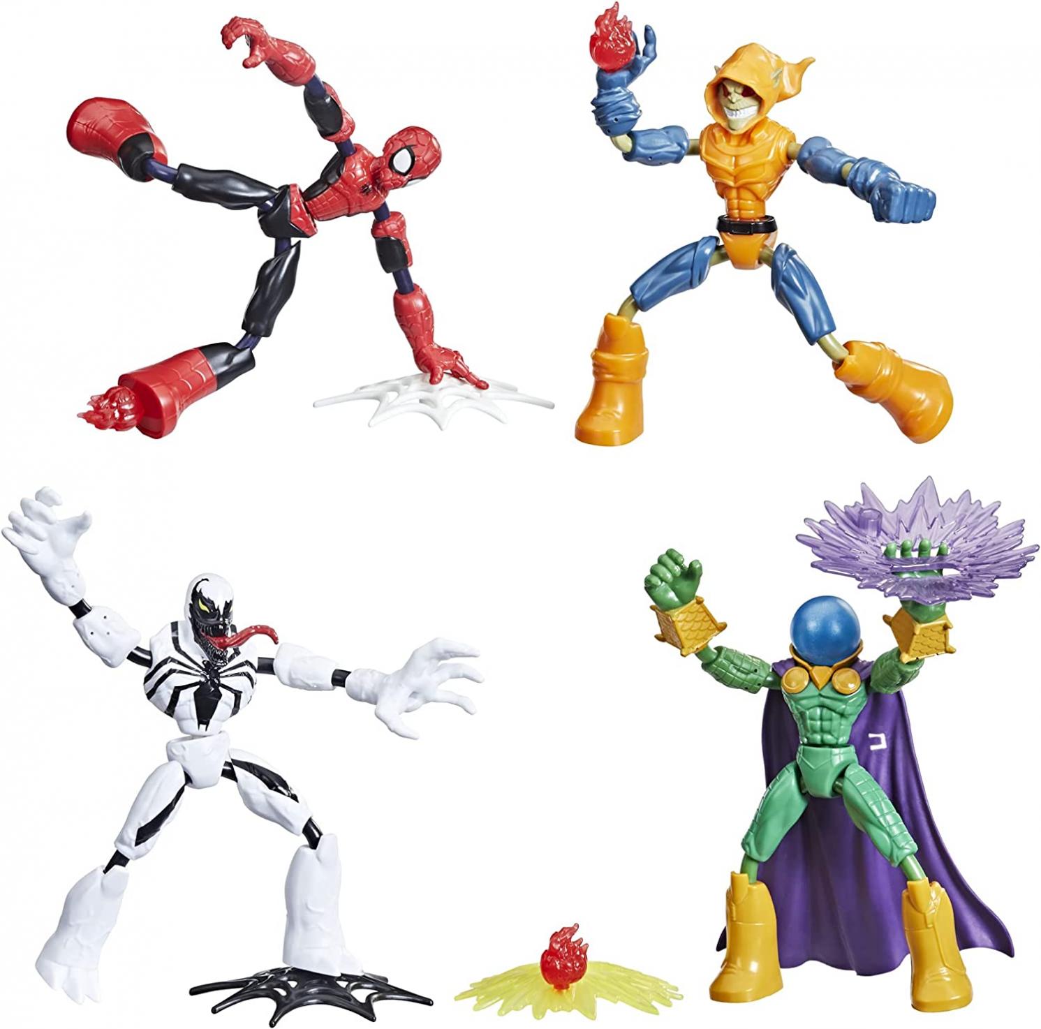 Spider-Man Marvel Bend and Flex Action Figure Toy 4-Pack, and Anti-Venom Vs. Marvel's Mysterio and Hobgoblin, Frustration Free Packaging (Amazon Exclusive)