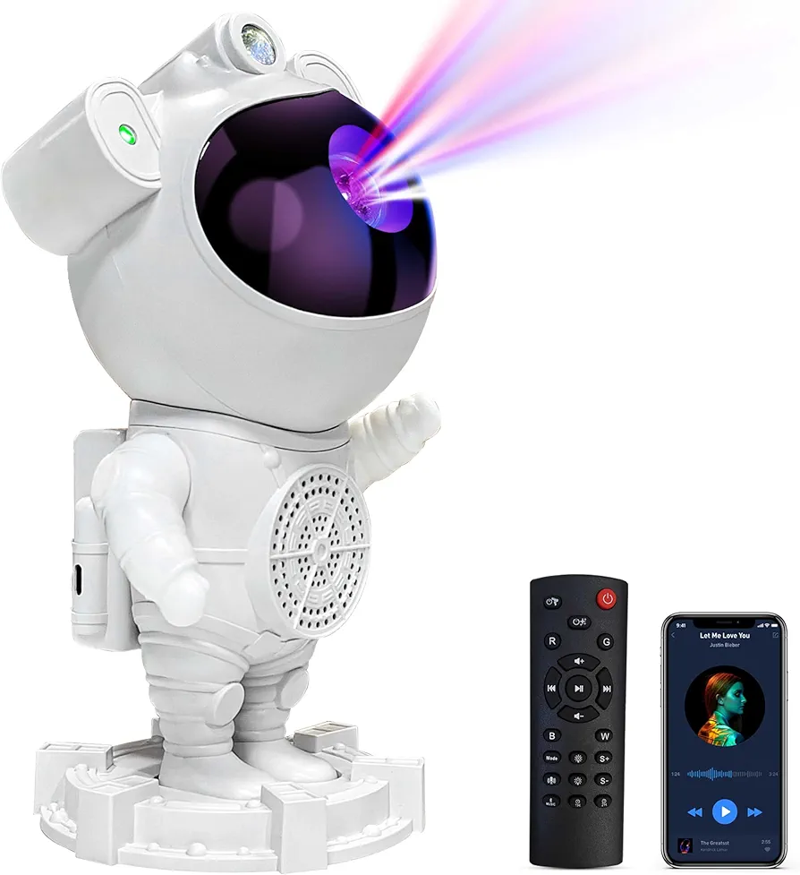 Astronaut Galaxy Projector - Star Projector, Bluetooth Speaker, White Noise, Star and Moon Galaxy Lights for Bedroom with Timer, Nebula Night Light 360° Adjustable with remote, Starry galaxy projector