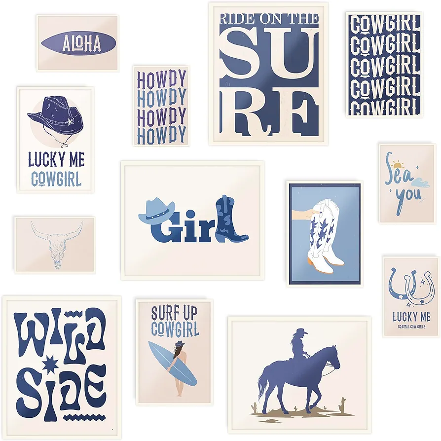 Coastal Granddaughter Room Decor, Coastal Cowgirl Decor Aesthetic, Beachy Room Decor Aesthetic Prints, Coastal Wall Decor for Teen Girls Bedroom, Surfer Girl Wall Decor Aesthetic Coastal Posters